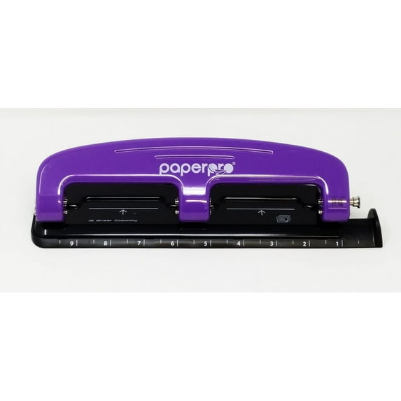 12-Sheet Ez Squeeze Three-Hole Punch, 9/32" Holes, Purple/black | Bundle of 5 Each