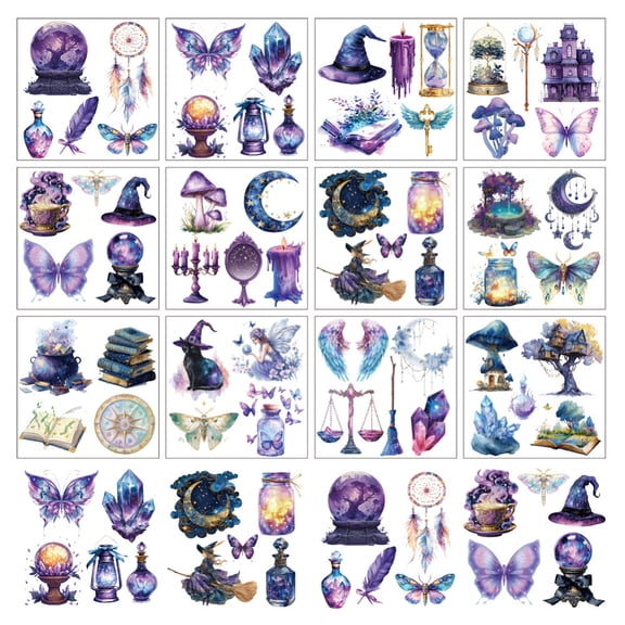 12 Sheet Magical Fantasy Elements Rub on Transfers Crafts 57 Styles Waterproof Rub on Transfer Stickers Style PVC Rub On Decals