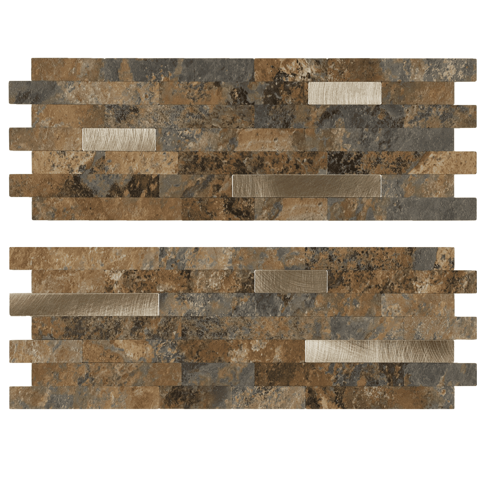 12-Sheet Peel and Stick Backsplash Tiles, Faux Marble Linear Wall Tiles Stick on Backsplash for Kitchen Bathroom Fireplace RV (11.57" x 4.13", Vintage Brown)