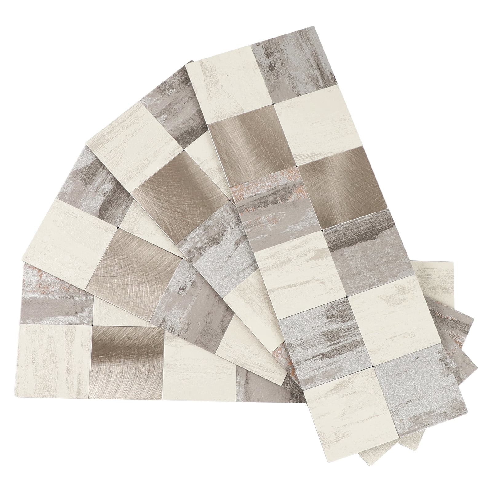 12-Sheet Peel and Stick Backsplash, 12" x 4" Aluminum Marble Look Self Adhesive Stick on Wall Tiles for Kitchen Bathroom Fireplace (Griege)