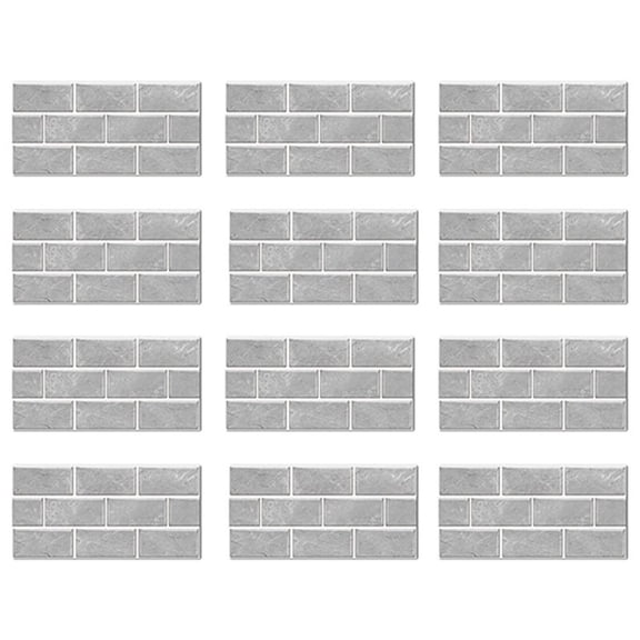 12-Sheet Peel and Stick Backsplash Tile, Faux White Marble Look PVC Stick on Backsplash Tiles for Kitchen 12X6Inch Gray