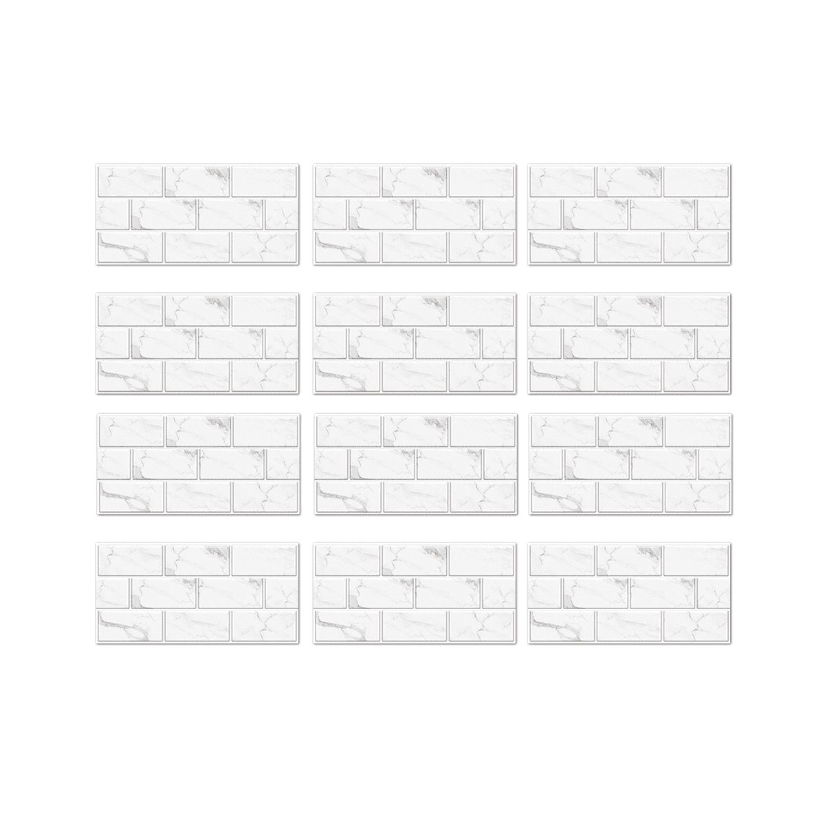 12Sheet Peel and Stick Backsplash Tile, for Kitchen 12X6Inch White