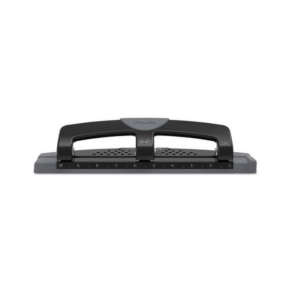 12-Sheet SmartTouch Three-Hole Punch 9/32" Holes, Black/Gray
