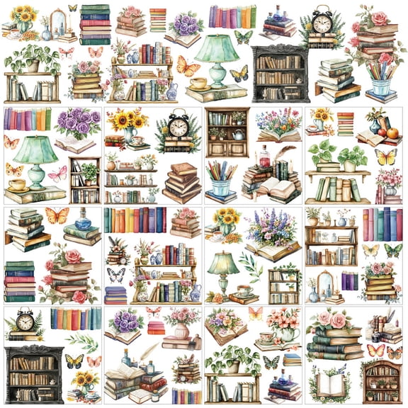 12 Sheets 12 Style PVC Stickers Heat Transfer Film for Window Decoration Book 140x140mm 1 sheet/style