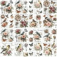 thumbnail image 1 of 12 Sheets 12 Style Rub on Transfers 5.5x5.5 Inch Vintage Birds Rose Rub on Transfer Colorful Birds Print Transfer Stickers for Window Furniture Craft Scrapbook Decals, 1 of 9