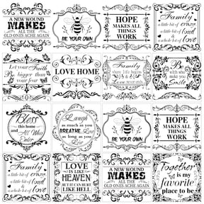12 Sheets 12 Style Rub on Transfers 5.5x5.5 Inch Black Vintage Word Rub on Transfer Warm Letters Rub on Transfer Stickers