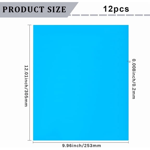 12 Sheets 12x10in Blue Transfer Sheets Heat Transfer Vinyl Blue Large Rectangle Solid Color PVC Reprinted Sublimation Paper for Inkjet Printer T-shirts Clothing Garments Bags Fabrics Decor