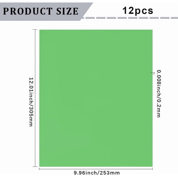 12 Sheets 12x10in Green Transfer Paper Green Heat Transfer Vinyl Spring Nature St. Patrick Decor Rectangle Glossy HTV Iron on Vinyl Bulk Sublimation Paper for Metal Tumbler T-Shirts Mug Bag