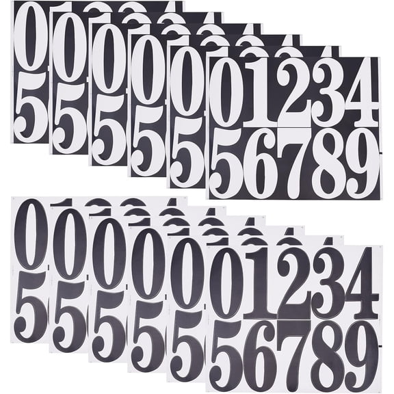 12 Sheets 2 Colors Number 0~9 PVC Waterproof Self-Adhesive Sticker Mixed Color 208x250x0.2mm 6 sheets/color creative