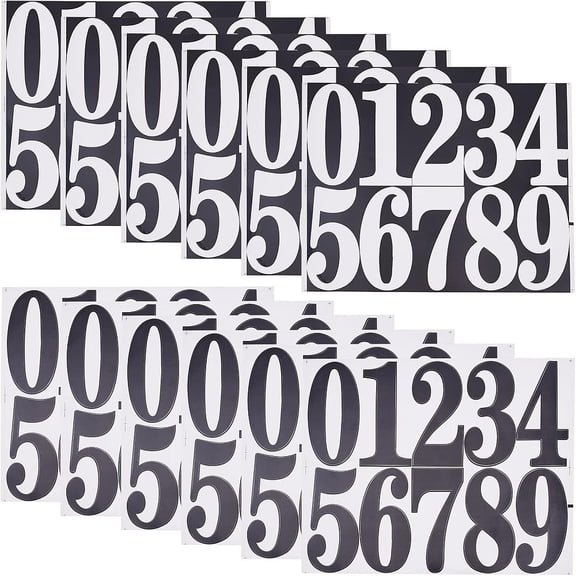 12 Sheets 2 Colors Number 0~9 PVC Waterproof Self-Adhesive Sticker Mixed Color 208x250x0.2mm 6 sheets/color for DIY