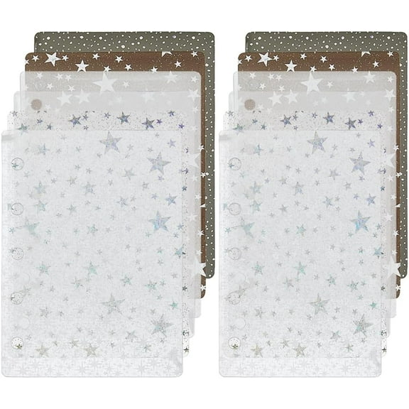 12 Sheets 2 Sizes Plastic Index Dividers Clear Series Dazzle Index Divider Binder Separators with 5 Holes Insertable Multicolor Tabs for School Office DIY Planner Colorful