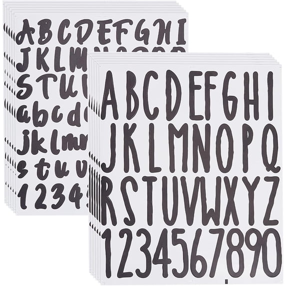 12 Sheets 2 Styles PVC Sticker Waterproof Self-Adhesive Number & Alphabet & Sign Stickers for Gift Card Glass Mirror Bottle tag 7.28"x8.46"