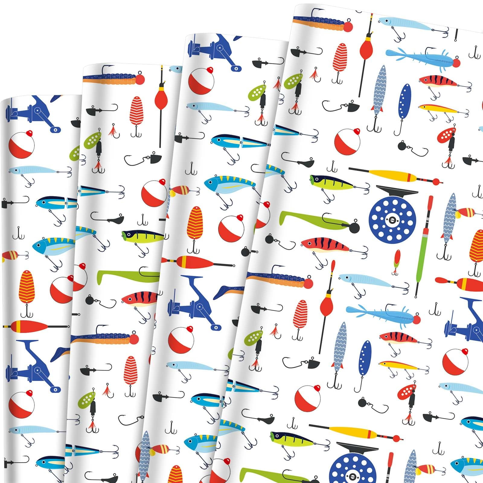 12 Sheets 20 x OIF8 28 Inches Fishing Wrapping Paper Colorful Fishing ...