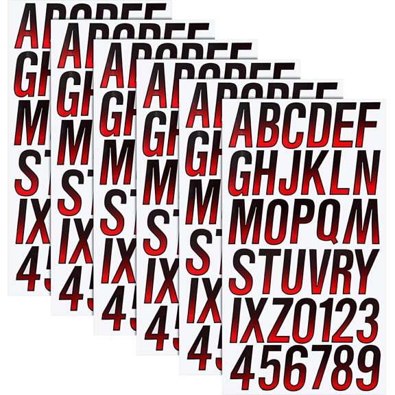 12 Sheets 216‬ Pcs Boat Decals Vinyl Numbers Letters Stickers Kit Custom Boat Registration for Watercraft Mailboxes Cars Signs(3 Inch,Red, Black)