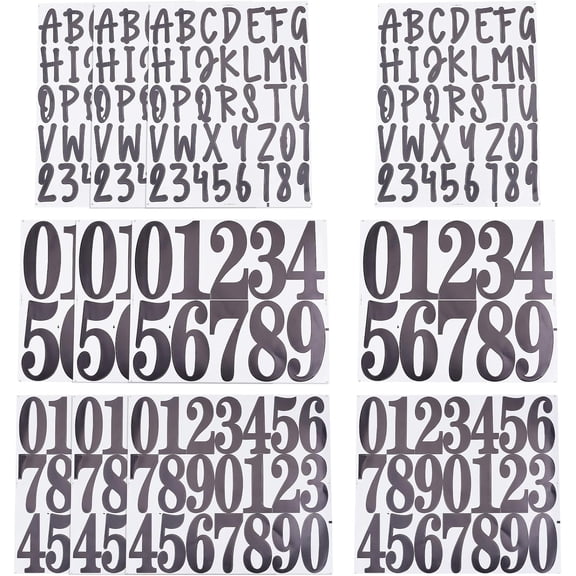 12 Sheets 3 Styles Number Letter Stickers Black Font PVC Self Adhesive Number Alabet Decorative Stickers Kit Sticky Decals Letters for Sign Mailbox Address Number.