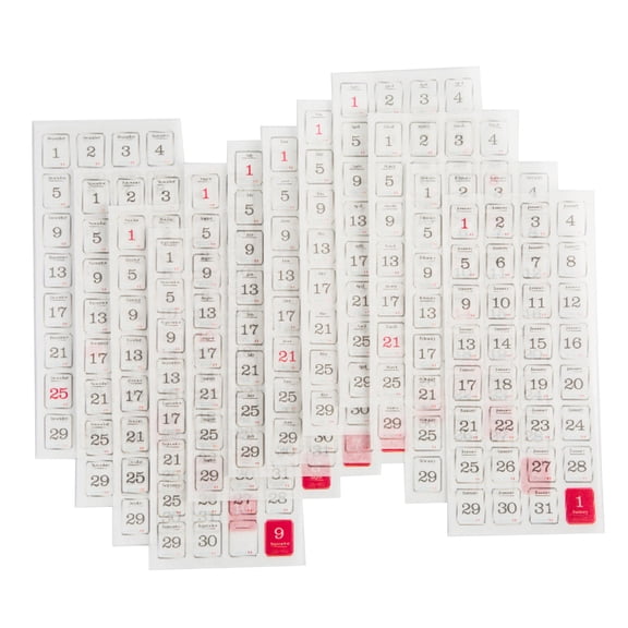 12 Sheets 365 Days Calendar Labels Date Sticker Number Sticker Decorative Sticker for Planner