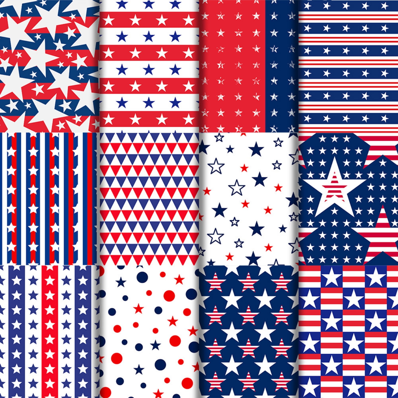 12 Sheets 4th of July Pattern Paper Set 6 x 6 