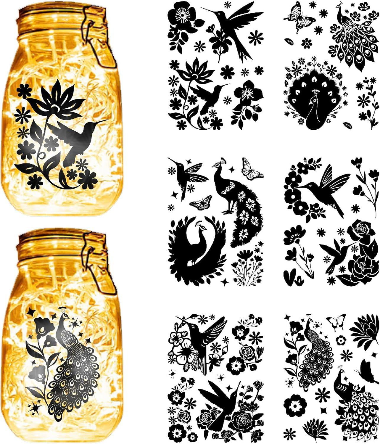 CREATCABIN 24Pcs Fée Silhouettes Mason Jar Lanterne Laser Découpes