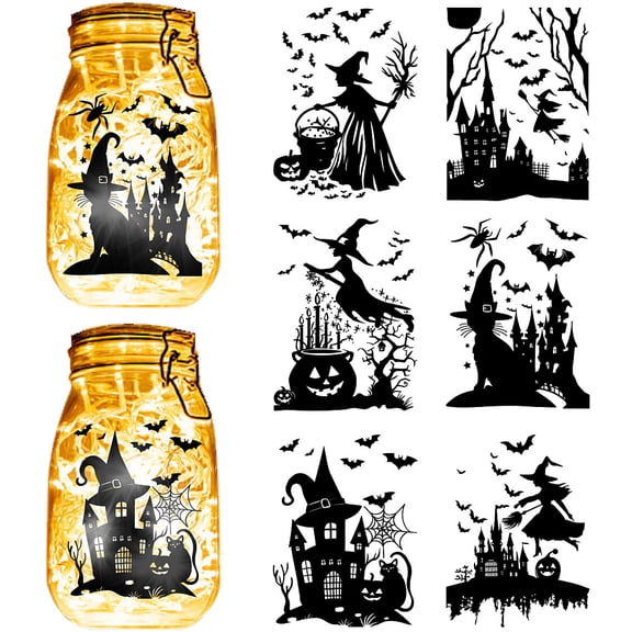 12 Sheets 6 Styles Self-Adhesive PVC Waterproof Picture Stickers Black 200x150mm 2 sheets/style diy