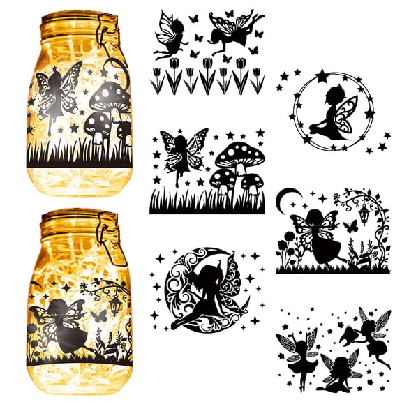 12 Sheets 6 Styles Self-Adhesive PVC Waterproof Picture Stickers Black Angel Fairy 200x150mm 2 sheets/style
