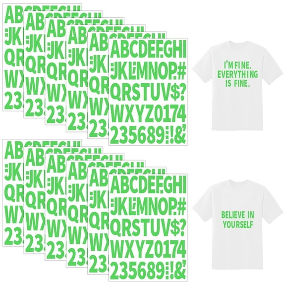Neasyth 612 pcs Iron on Letters and Numbers for Clothing, Large 2 inch Heat Transfer Alphabet Adhesive Stickers for T-Shirt Jersey(Green)