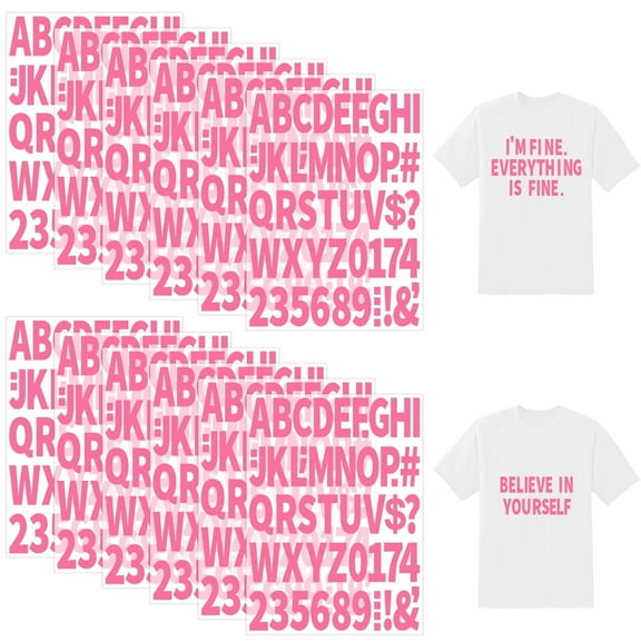 Neasyth 612 pcs Iron on Letters and Numbers for Clothing, Large 2 inch Heat Transfer Alphabet Adhesive Stickers for T-Shirt Jersey(Pink)