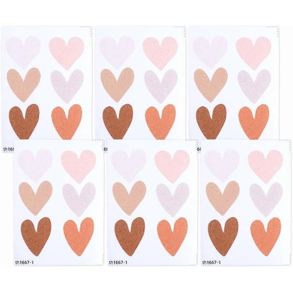 12 Sheets 72Pcs Boho Heart Wall Stickers Removable PVC Self-Adhesive Love Hearts Wall Decals Decoration Murals Peel and Stick for Party Home Living Room Bedroom Nursery Decor Valentines 2sets