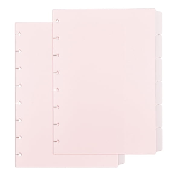 12 Sheets 8 Disc A4 Tab Dividers 6-Tab A4 Binder Dividers Pink Discbound Divider with 6 Tabs Plastic Divider Disc Bound Planner Index Pages