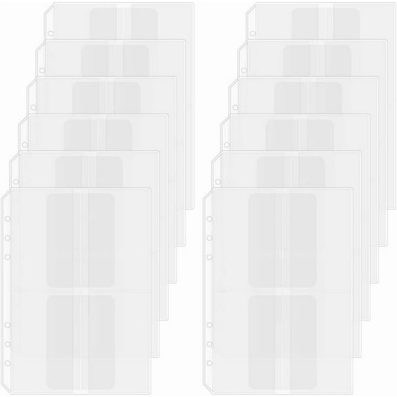12 Sheets A5 Binder Inserts Clear Binder Dividers with Pockets 8.4 x 5.9 Inch 6 Hole Rings PVC Waterproof Four Storage Loose Leaf Bag Protectors for Cutting Dies Stencil Album Stamp DIY Craft for DIY