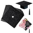 thumbnail image 1 of 12 Sheets Black Glitter Cardstock DIY Grad Cap Decorations Glitter Construction Paper for Grad Caps with Double Sided Tape for Graduation Cap Decorations DIY Crafts Scrapbook Supplies, 9.8 x 9.8 Inch, 1 of 7