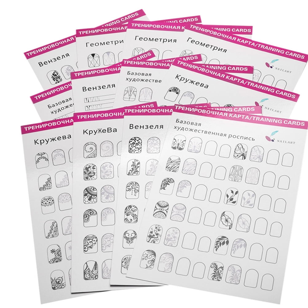 12 Sheets Blank Nail Art Training Cards Practice Lines Drawing Painting 12 Sheets Blank Nail Art Training Cards Practice Lines Drawing Painting