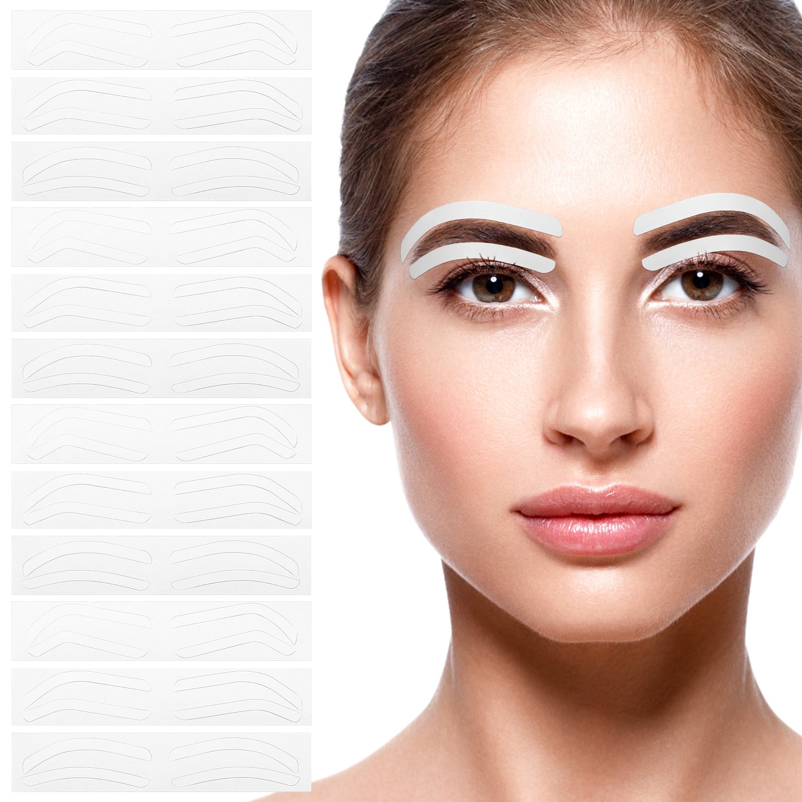 12 Sheets Brow Shaping Stickers Eyebrow Stencils Adhesive Eyebrow Template Disposable Eyebrow Tape