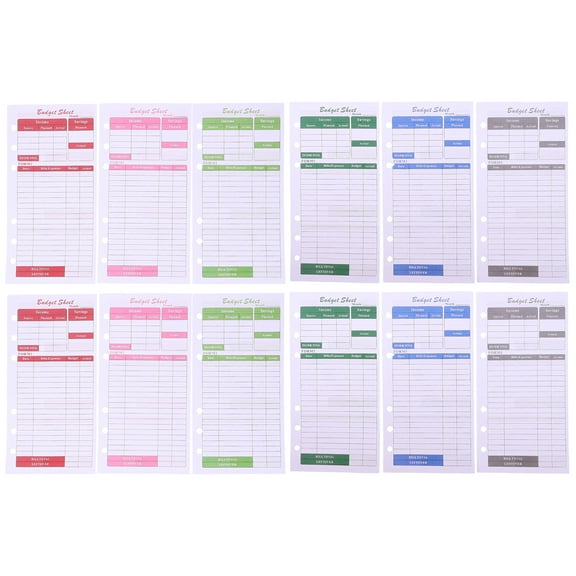 Raindrops Portable Budget Planner Insert Paper, Assorted Colors, Thick Expense Tracker Sheets for Personal Finance