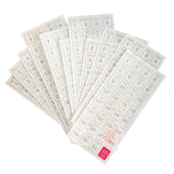 12 Sheets Calendar Sticker Number Sticker Decorative Sticker 365 Days Sticker Date Sticker