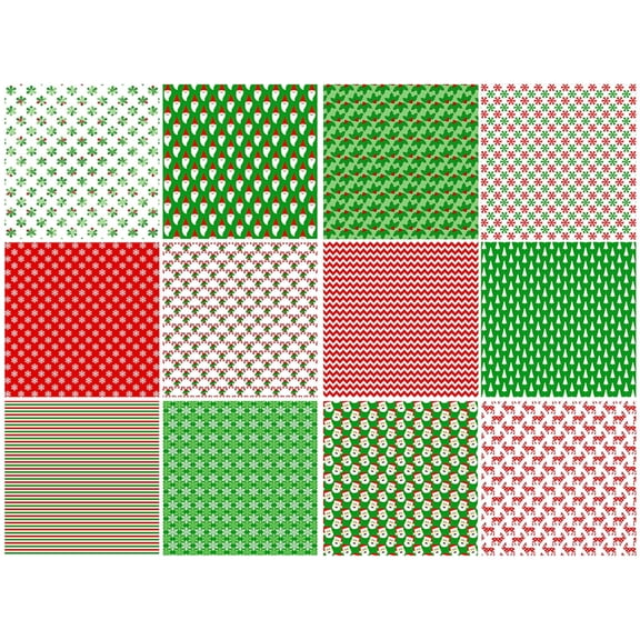 12 Sheets Christmas Pattern Paper Pack Double Sided Craft Paper for Scrapbooking Card Making Journaling and Paper Crafts