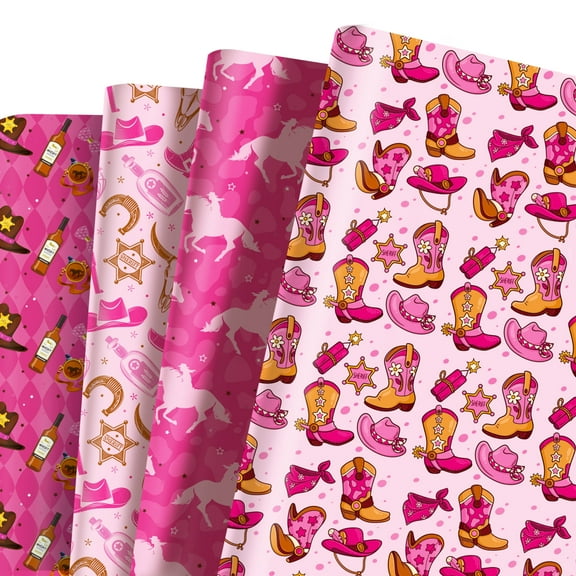 12 Sheets Cowgirl Gift Wrapping Paper
