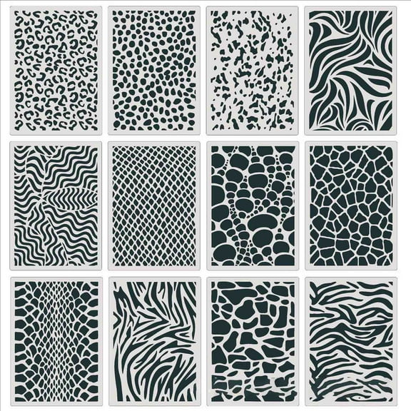 12 Sheets DIY Hollow Animal Print Drawing Template Painting Stencils Washable for DIY Floors Tile Table Cabinet Car Rock