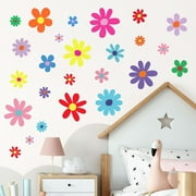Neasyth 12 Sheets Daisy Floral Wall Decals Peel and Stick Flower Wall Decals for Children Kids Baby Girls Nursery Room
