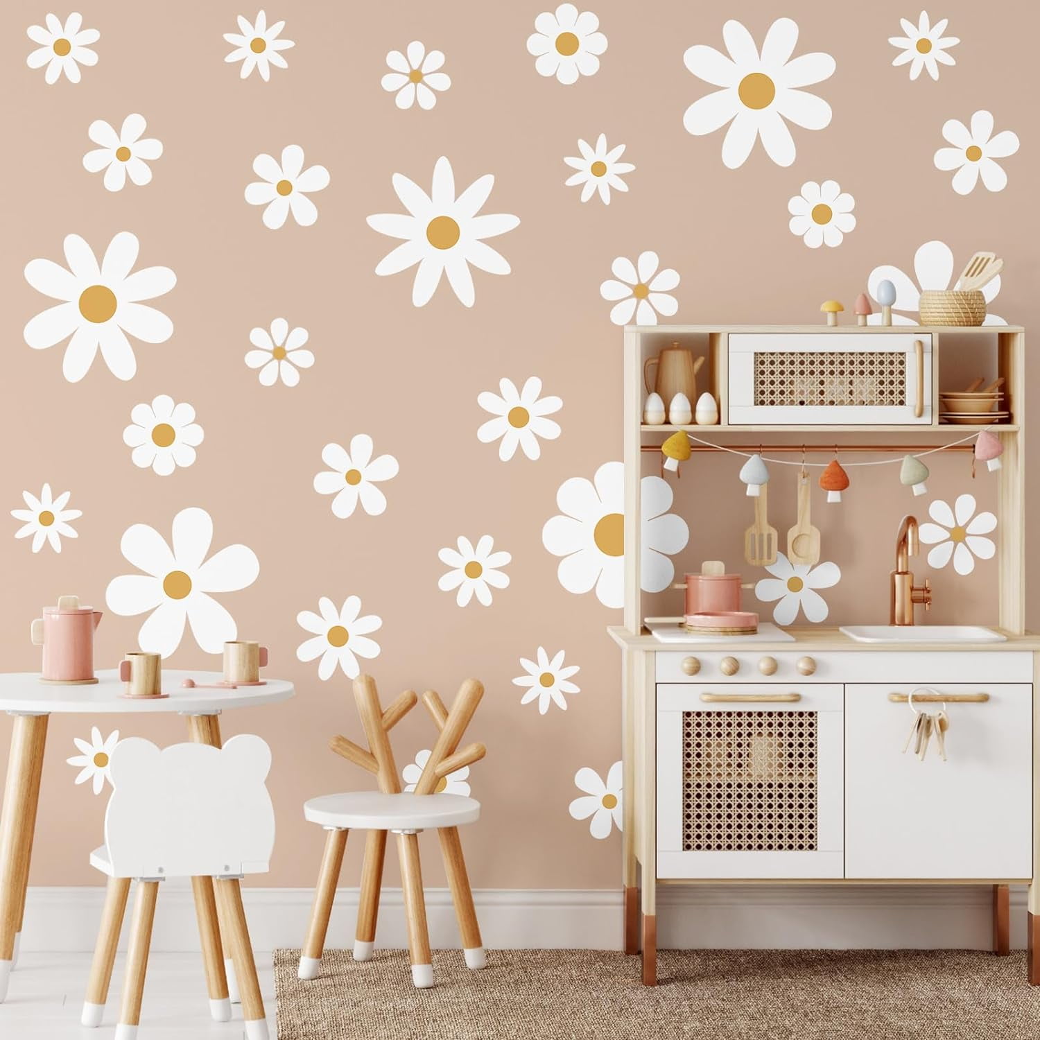 12 Sheets Daisy Wall Decals Flower Wall Stickers Large Cute Daisy ...