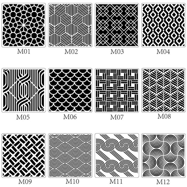 12 Sheets Drawing Stencils Hollow Diy Painting Templates Geometry 12 Sheets Drawing Stencils Hollow Diy Painting Templates Geometry