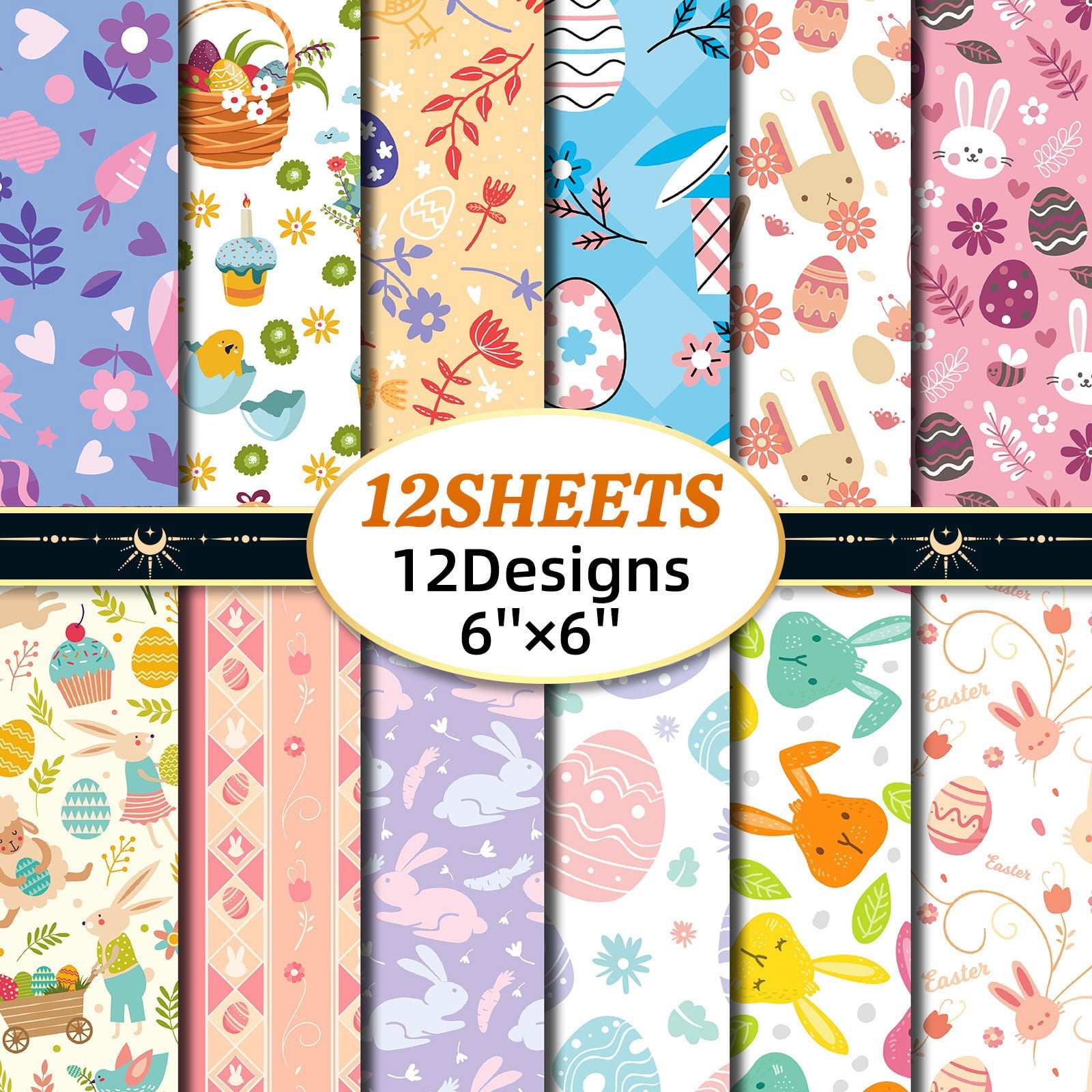 Patterned Craft Paper Malta 12 Sheets Easter Scrapbook Paper, 6x6 Inch Watercolor Patterned Craft ...