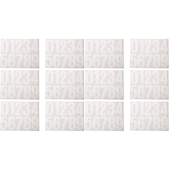 12 Sheets White Adhesive Number Stickers for Garbage Cans and Mailboxes, Weatherproof Outdoor Labels