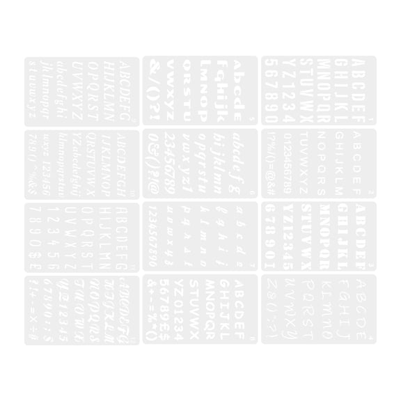 12 Sheets Alphabet Number Letter Stencils Large Set