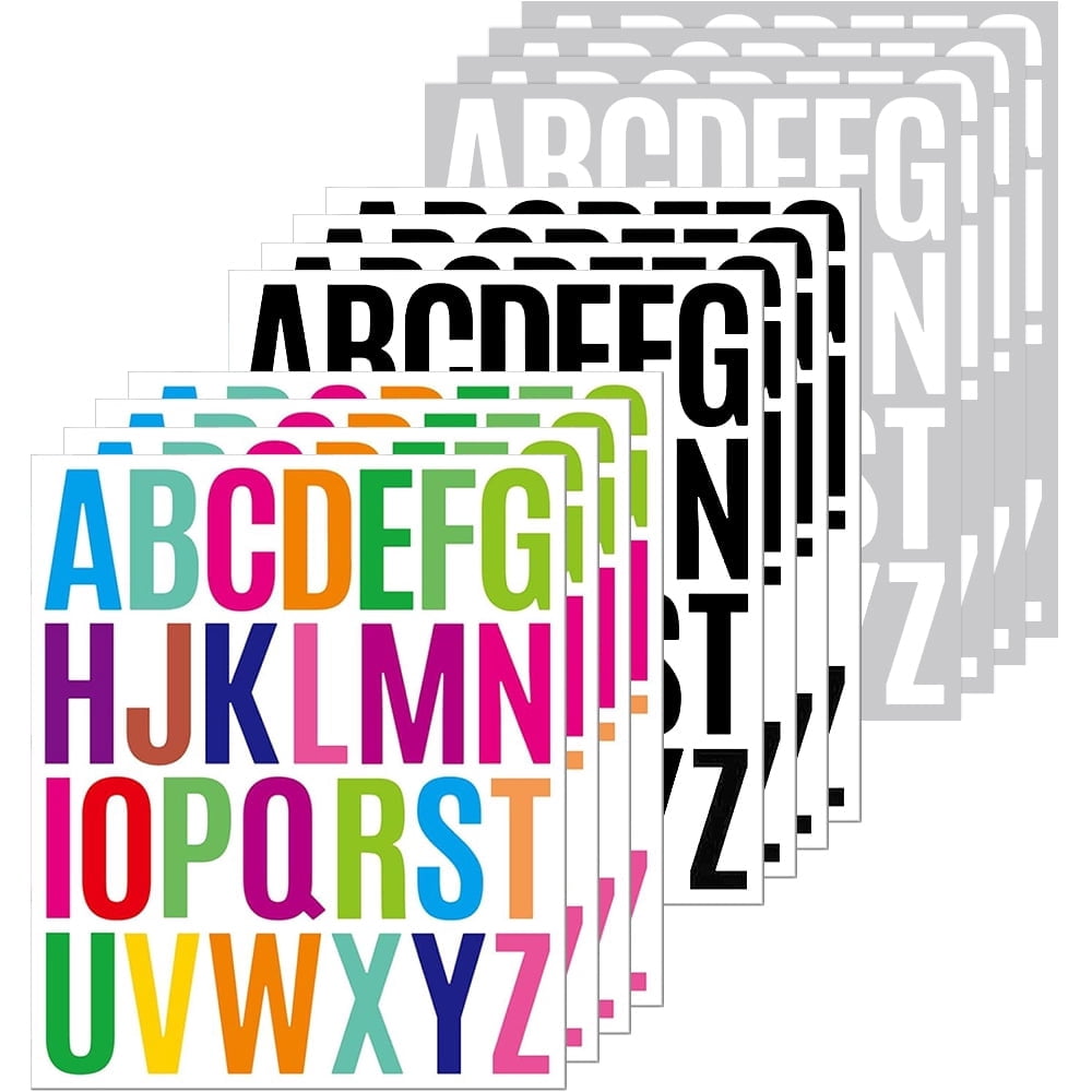 12 Sheets Letter Sticker, 312 PCS Alphabet Stickers Waterproof Alphabet ...