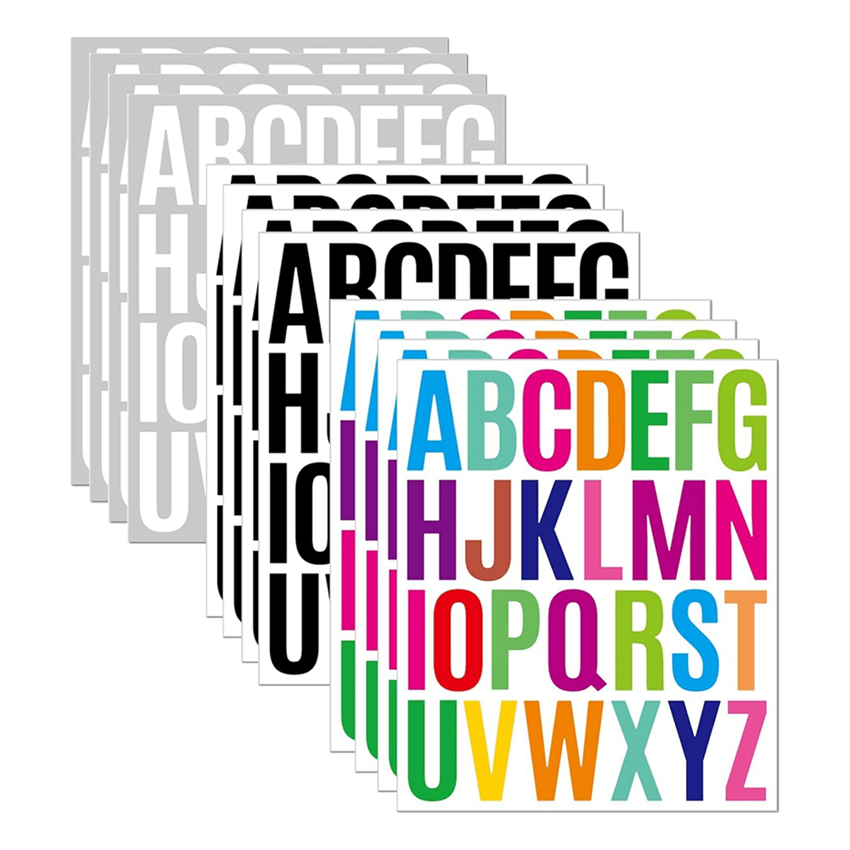 12 Sheets Letter Sticker, 312 PCS Waterproof Alphabet Stickers , 2 Inch ...