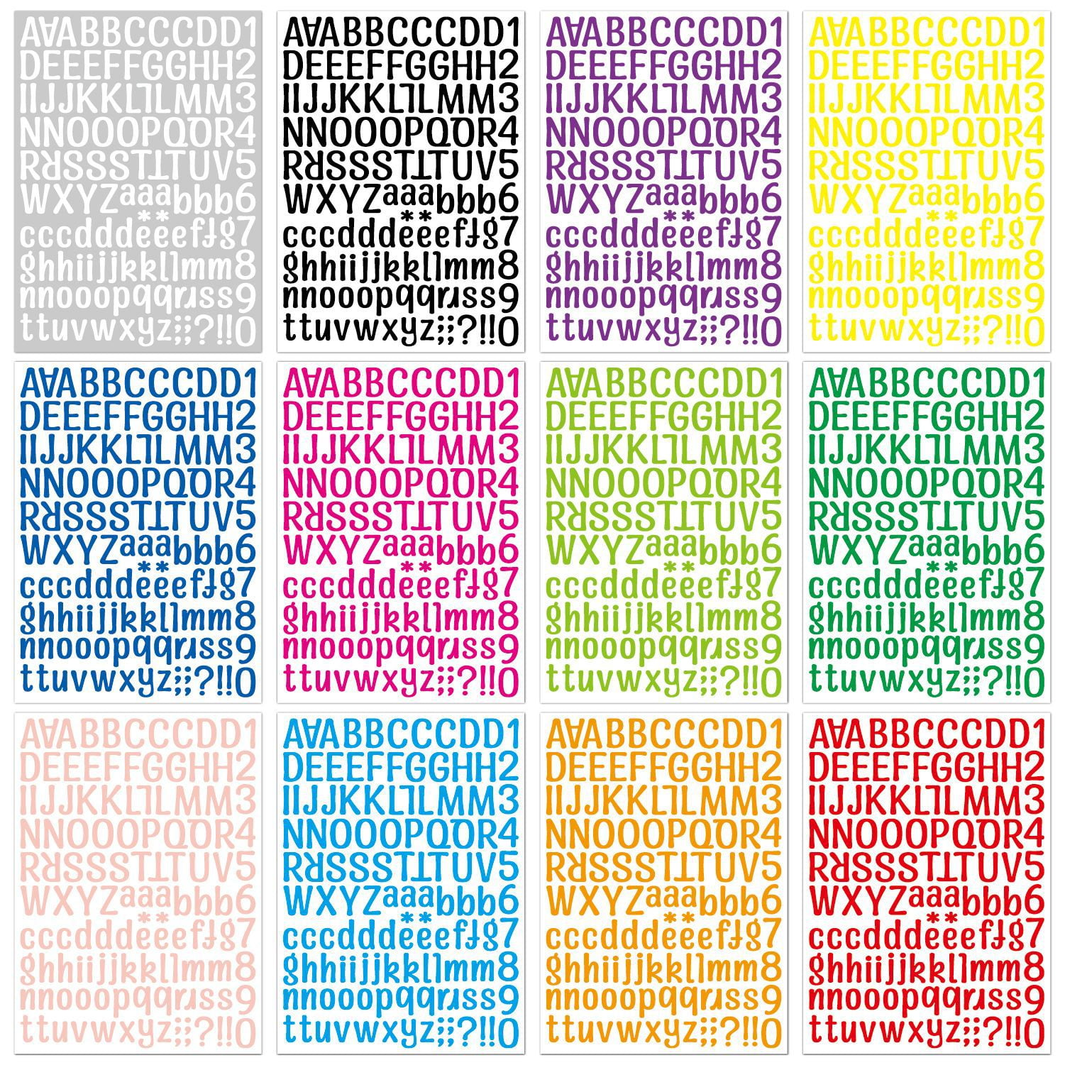  14 Sheets Colorful Number Letter Stickers，1449 Alphabet  Stickers Self-Adhesive Sticker Letters, LGZJBN Vinyl Number Alphabet  Stickers，for DIY Scrapbooking Gifts Box，Card Craft，Calendar，Window Door :  Arts, Crafts & Sewing