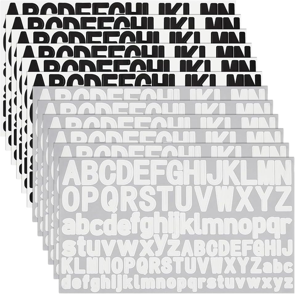 12 Sheets Letter Stickers 2 Colors Self Adhesive Alphabet Stickers ...