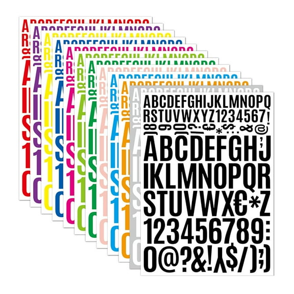 12 Sheets Letter Stickers Waterproof Vinyl Letters Alphabet Decal Scrapbook Alphanumeric Decorate