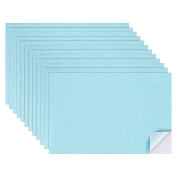 12 Sheets Miniature Dollhouse Wallpaper, Silk Pattern Self-Adhesive Flooring Wall, Mini Wall Decor for Dollhouse Sand Table Model Accessories 11.81 x 7.87 Inch (Sky Blue)