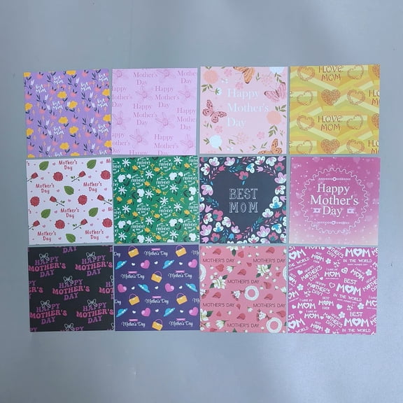 12 Sheets Mother's Day Square Paper Scrapbook Background Decorative Craft Paper Pad for Card Making DIY Photo Album Journal Supplies diy